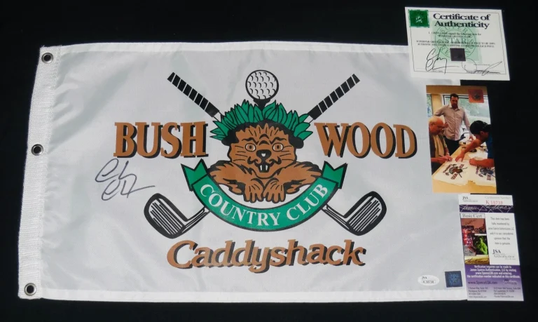 CHEVY CHASE AUTOGRAPHED CADDYSHACK GOLF FLAG W/ PROOF! + JSA COA!