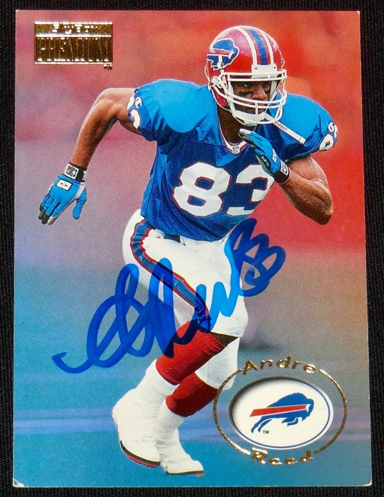 ANDRE REED 1996 SKYBOX PREMIUM #20 AUTOGRAPHED FOOTBALL CARD (BUFFALO BILLS)