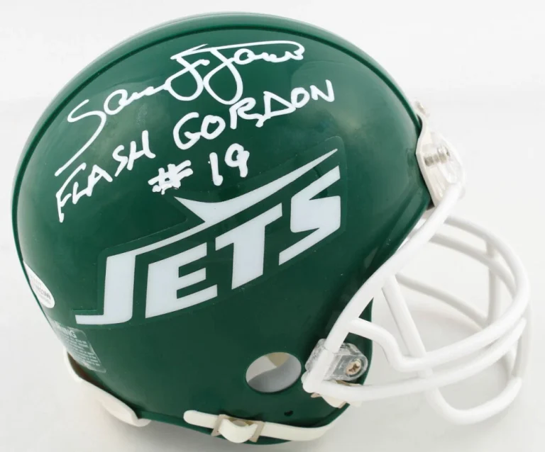 SAM J. JONES AUTOGRAPHED MINI HELMET (NEW YORK JETS) FLASH GORDON - BECKETT COA!