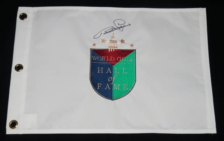 BERNHARD LANGER AUTOGRAPHED WORLD HALL OF FAME GOLF FLAG (2002 HOF) - W/ COA!
