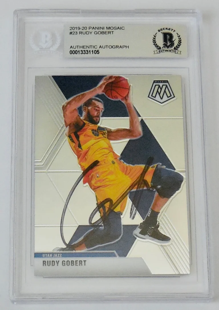 RUDY GOBERT AUTOGRAPHED 2019-20 PANINI MOSAIC #23 BASKETBALL CARD (BECKETT)