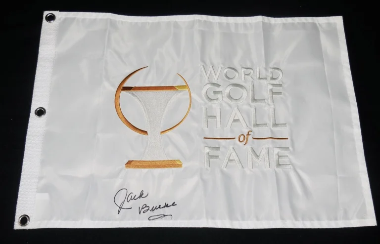 JACK BURKE AUTOGRAPHED WORLD HALL OF FAME GOLF FLAG (2000 HOF) - W/ COA!