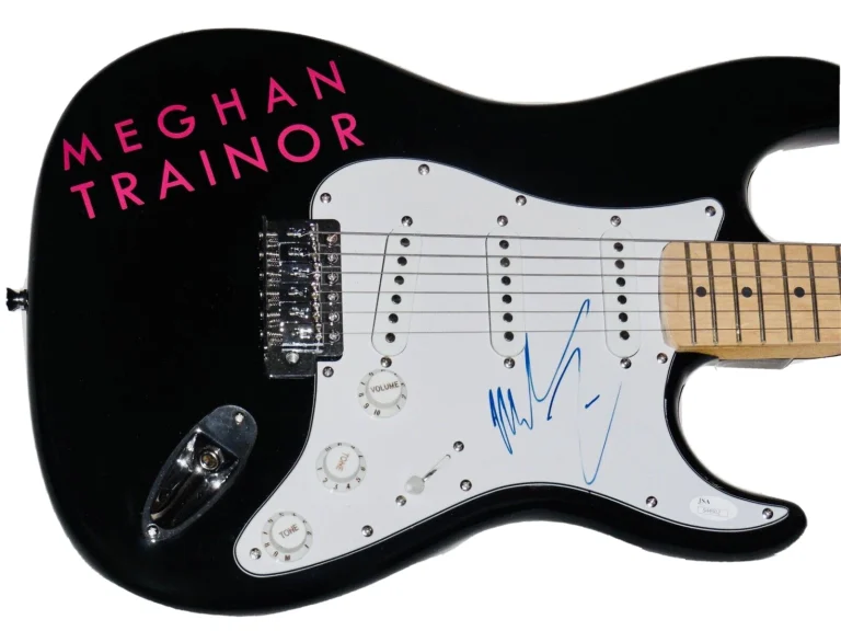 MEGHAN TRAINOR AUTOGRAPHED GUITAR (ALL ABOUT THAT BASS) - JSA STICKER!
