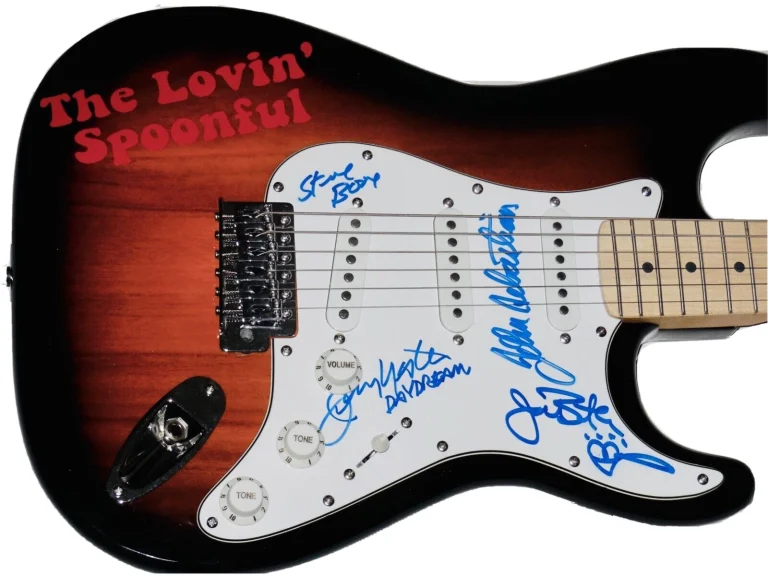 THE LOVIN SPOONFUL AUTOGRAPHED GUITAR - John Sebastian, Joe Butler, Steve Boone,