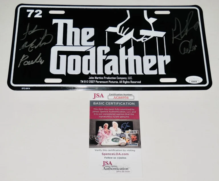 GIANNI RUSSO & JOHNNY MARTINO AUTOGRAPHED LICENSE PLATE (THE GODFATHER) - JSA!