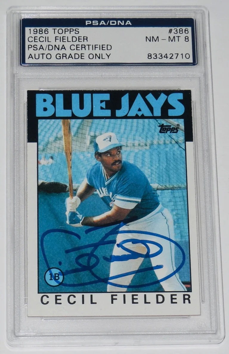 CECIL FIELDER AUTOGRAPHED 1986 TOPPS #386 ROOKIE BASEBALL CARD - PSA DNA!