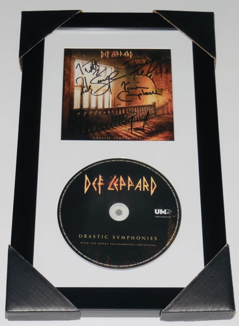 DEF LEPPARD AUTOGRAPHED CD COVER (FRAMED & MATTED) - Elliott, Savage, Allen, etc
