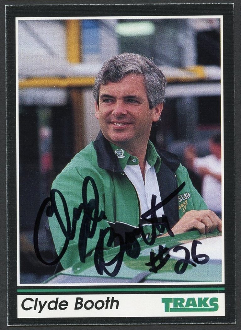 Clyde Booth #158 signed autograph 1991 Traks NASCAR Racing Trading Card