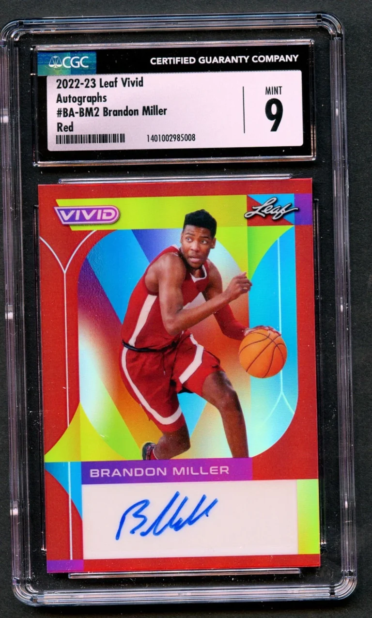 Brandon Miller BA-BM2 Leaf 2022-23 Vivid Autographs Red 30/35 CGC 9 Auto 10
