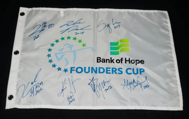 LPGA FOUNDERS CUP WINNERS AUTOGRAPHED GOLF FLAG - Webb, Lewis, Park, Tseng, etc.
