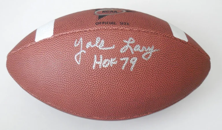 YALE LARY AUTOGRAPHED WILSON NCAA FOOTBALL (DETROIT LIONS) - W/ COA!