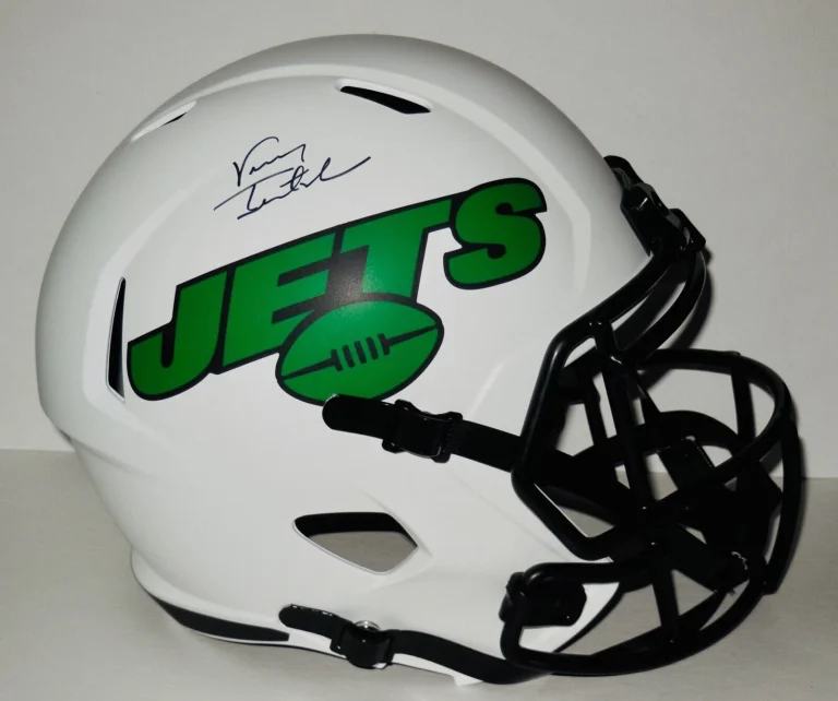 VINNY TESTAVERDE AUTOGRAPHED FULL SIZED FOOTBALL HELMET (JETS) - PSA DNA!