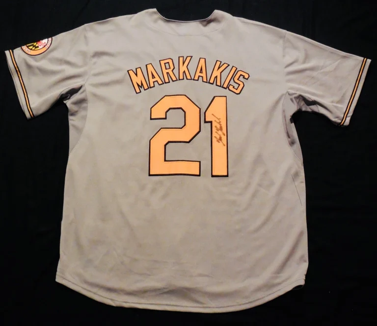 NICK MARKAKIS AUTOGRAPHED CUSTOM JERSEY (BALTIMORE ORIOLES) - 3X Gold Gloves!