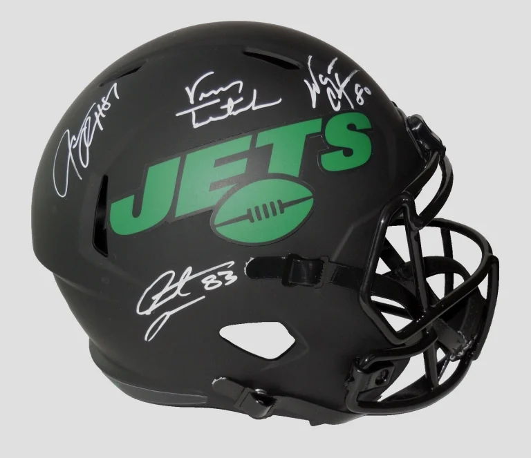 NY JETS AUTOGRAPHED FULL SIZED FOOTBALL HELMET (PSA) - Testaverde, Chrebet, Moss