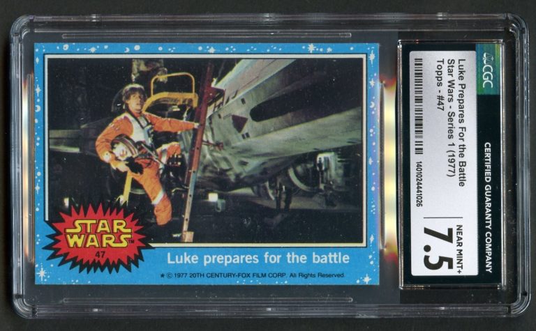 Luke Prepares For the Battle #47 Topps Star Wars 1977 Series 1 Card CGC 7.5