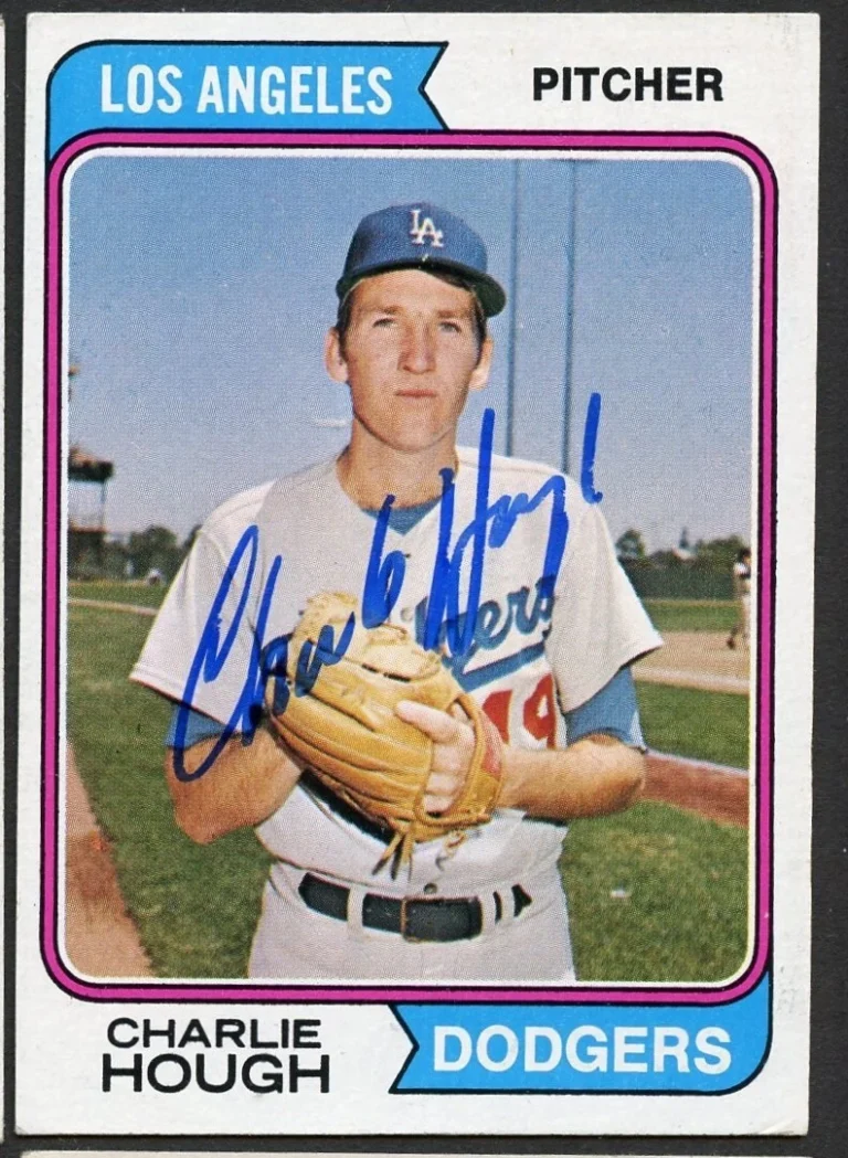 Charlie Hough #408 signed autograph auto 1974 Topps Baseball Trading Card