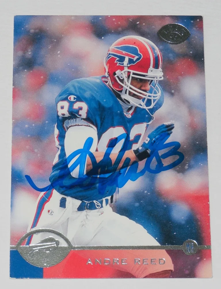 ANDRE REED 1996 LEAF #37 AUTOGRAPHED FOOTBALL CARD (BUFFALO BILLS)