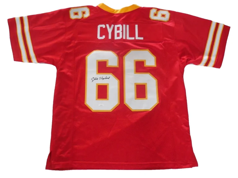 CYBILL SHEPHERD AUTOGRAPHED FOOTBALL JERSEY (THE HEARTBREAK KID) - JSA COA!