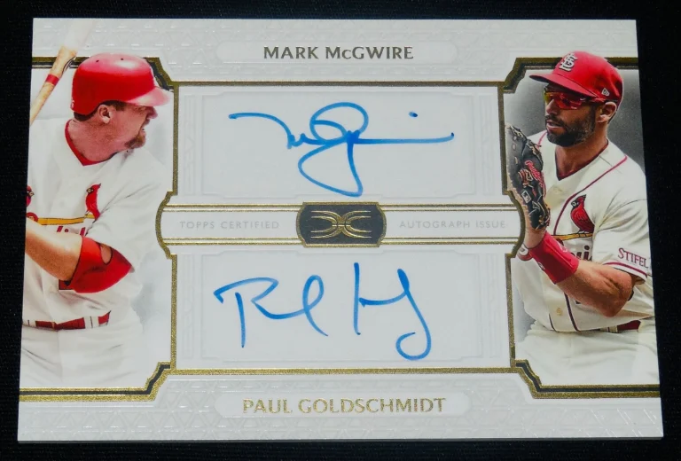MARK MCGWIRE & PAUL GOLDSCHMIDT AUTOGRAPHED BASEBALL CARD (CARDINALS) #16 of 35!