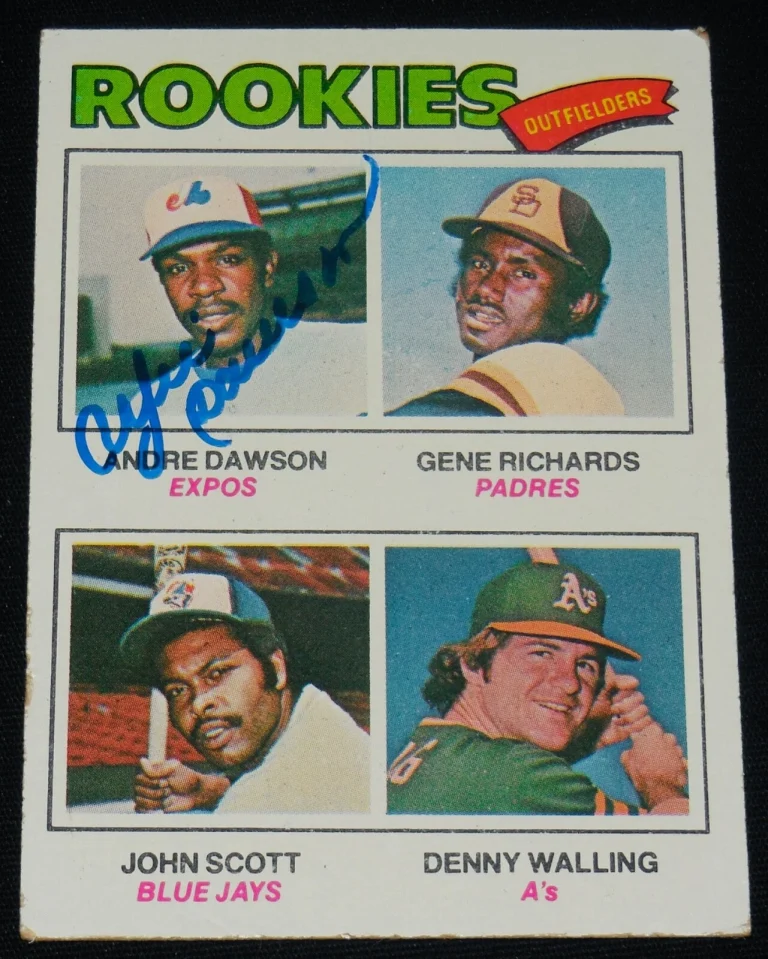 ANDRE DAWSON 1977 TOPPS AUTOGRAPHED BASEBALL ROOKIE CARD (EXPOS / CUBS)