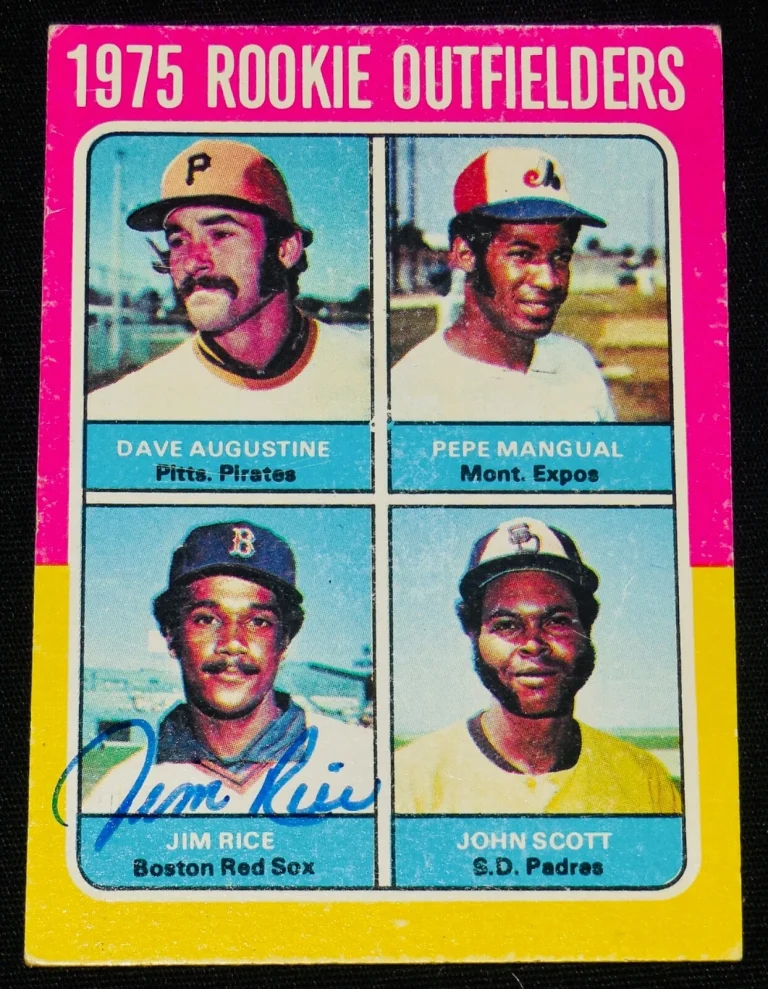 JIM RICE 1975 TOPPS AUTOGRAPHED BASEBALL ROOKIE CARD (BOSTON RED SOX)