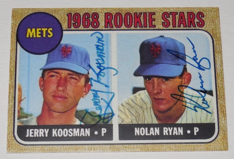 NOLAN RYAN & JERRY KOOSMAN AUTOGRAPHED 1969 ROOKIE REPRINT BASEBALL CARD (METS)