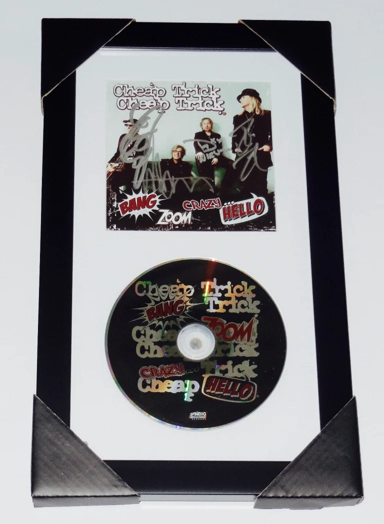 CHEAP TRICK AUTOGRAPHED BANG ZOOM CRAZY CD COVER (FRAMED & MATTED) - W/ COA!