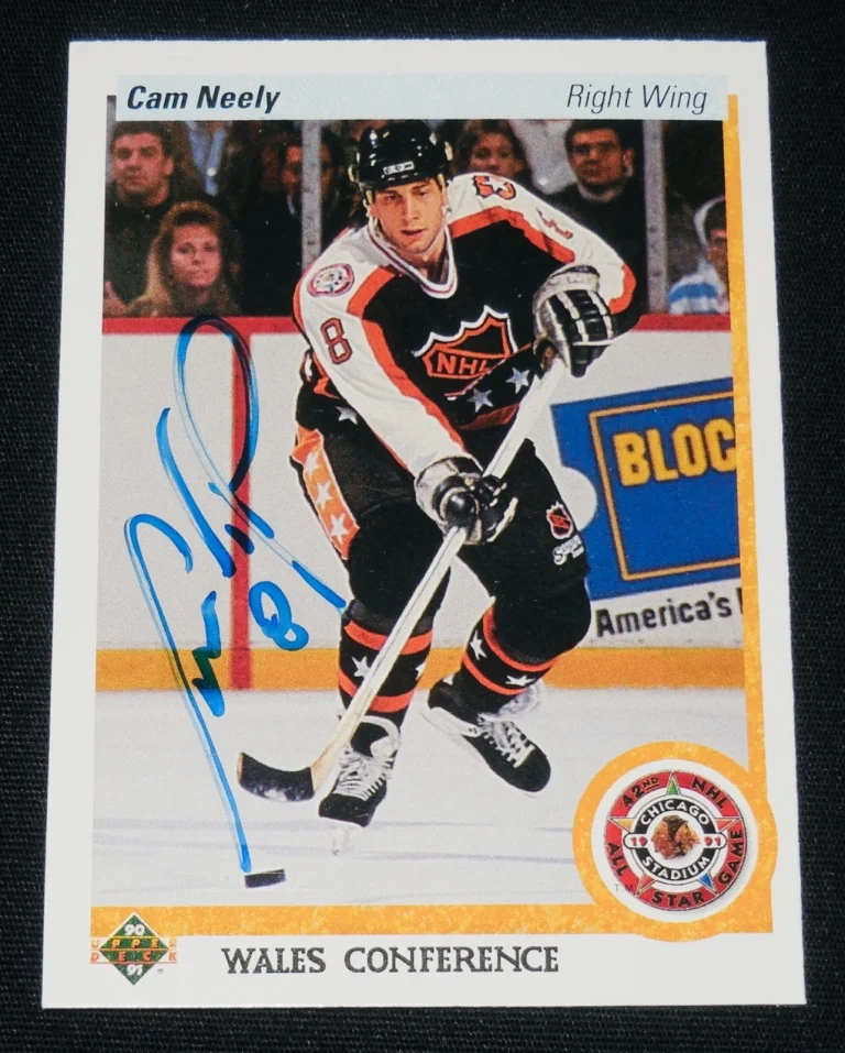 CAM NEELY 1991 UPPER DECK AUTOGRAPHED HOCKEY CARD (BOSTON BRUINS)