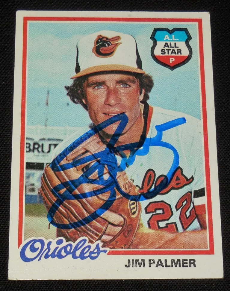 JIM PALMER 1978 TOPPS AUTOGRAPHED BASEBALL CARD (BALTIMORE ORIOLES)