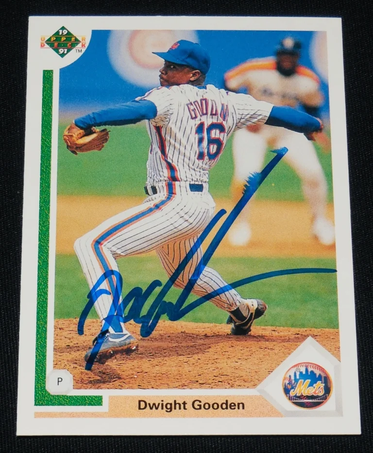 DWIGHT GOODEN 1991 UPPER DECK AUTOGRAPHED BASEBALL CARD (NEW YORK METS)