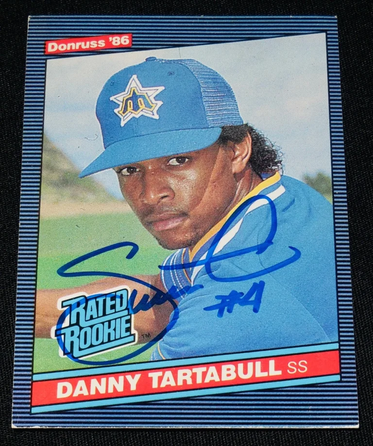 DANNY TARTABULL 1986 DONRUSS AUTOGRAPHED ROOKIE CARD (MARINERS / YANKEES)