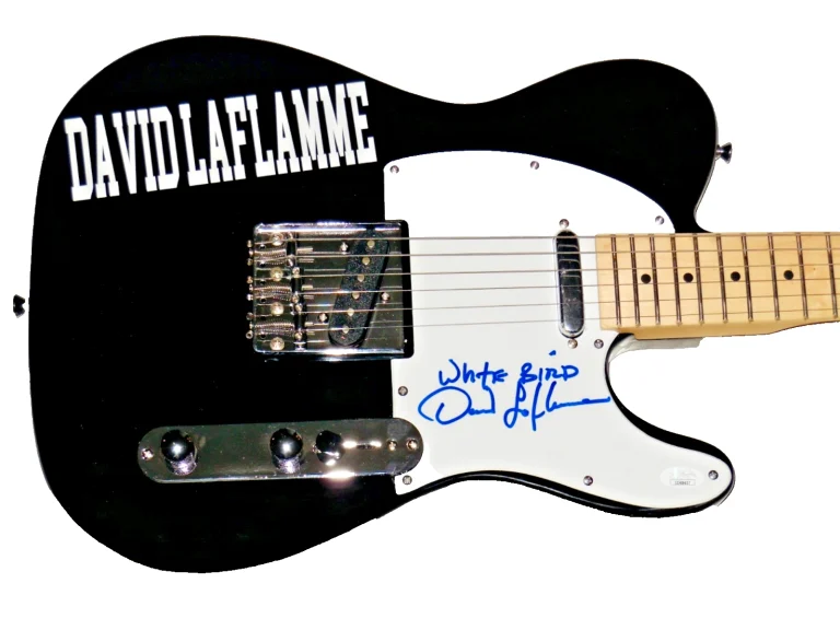 DAVID LAFLAMME AUTOGRAPHED ELECTRIC GUITAR (WHITE BIRD) - JSA COA!