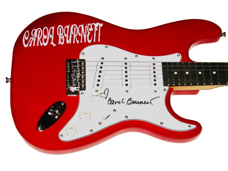 CAROL BURNETT AUTOGRAPHED ELECTRIC GUITAR (SINGER, ACTRESS, COMEDIAN) - W/ COA!