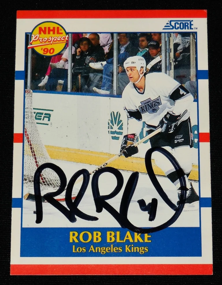 ROB BLAKE 1990 SCORE AUTOGRAPHED HOCKEY ROOKIE CARD (LOS ANGELES KINGS)