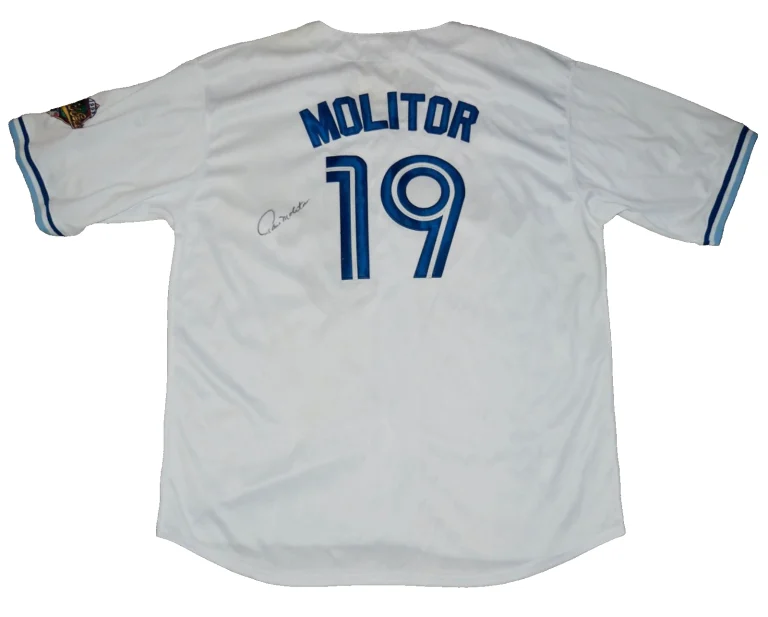 PAUL MOLITOR AUTOGRAPHED CUSTOM JERSEY (TORONTO BLUE JAYS) - 1993 W.S. CHAMPION!