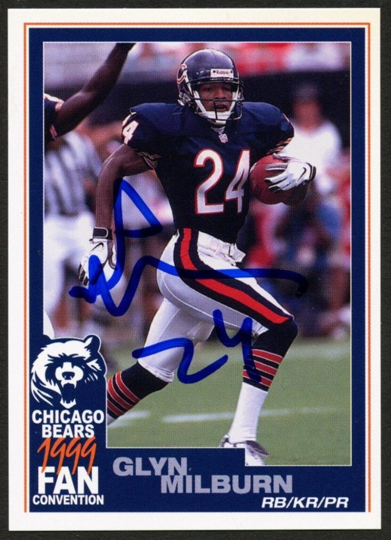 Glyn Milburn #24 signed autograph auto 1999 Chicago Bears Fan Convention Card