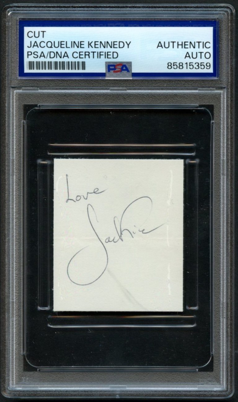 Jacqueline Kennedy d1994 signed autograph 1.5x2 Cut First Lady USA PSA Slabbed