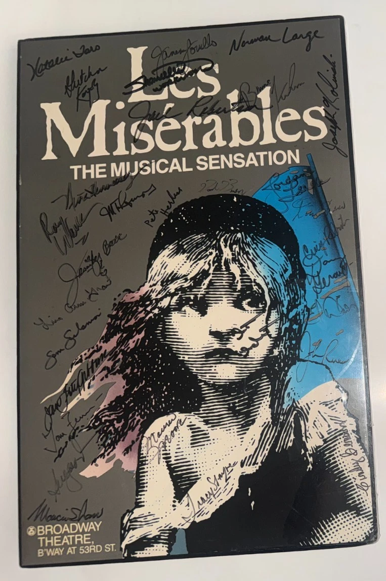Les Miserables REAL hand SIGNED Original 1987 Broadway Theater Cast poster COA
