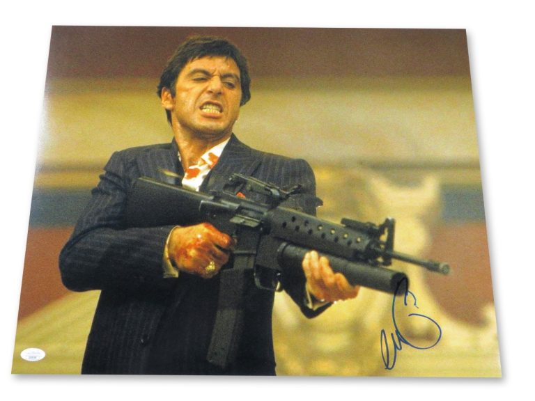 Al Pacino Signed Autographed 16X20 Photo Scarface Shooting Gun JSA LOA ZZ48198