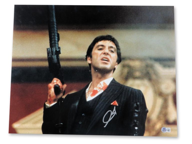 Al Pacino Signed Autographed 16X20 Photo Scarface Holding Gun BAS BW76774