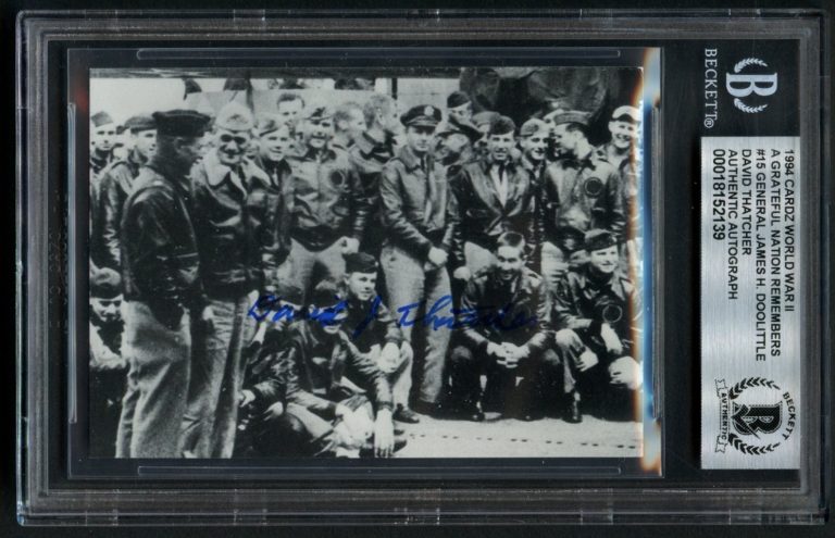 David Thatcher d2016 signed autograph Doolittle Raider WWII Card BAS Slabbed