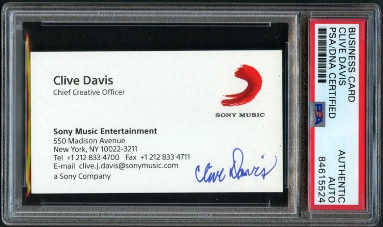 Clive Davis signed autograph Chief Creative Officer Sony Business Card PSA