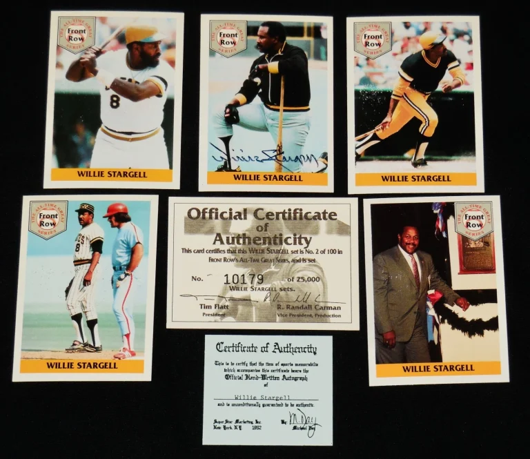 WILLIE STARGELL AUTOGRAPHED 1992 FRONT ROW 5 CARD SET (PITTSBURGH PIRATES) COA!