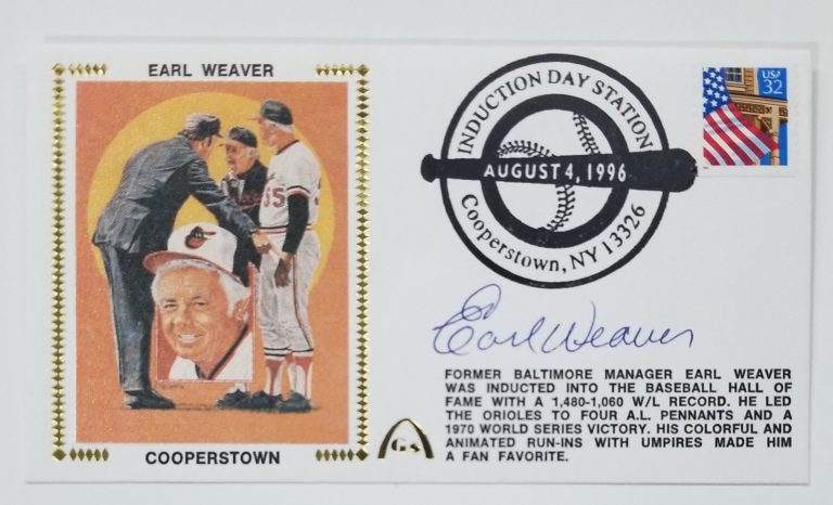 Earl Weaver SIGNED 1996 Hall Fame Induction First Day Cover FDC Envelope JSA COA