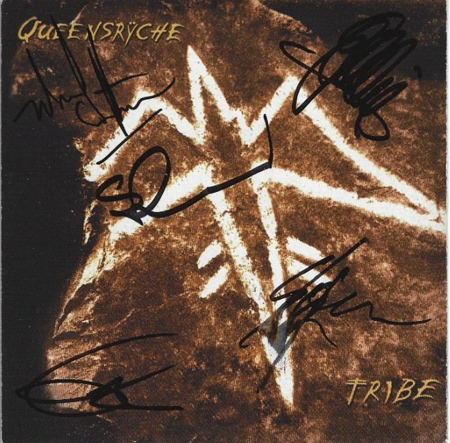 Queensryche REAL hand SIGNED Tribe CD Cover JSA COA Autographed Geoff Tate +4