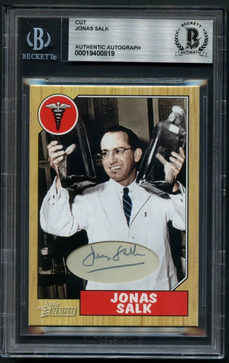 Jonas Salk signed autograph Custom Trading Card Developed Polio Vaccine BAS Slab