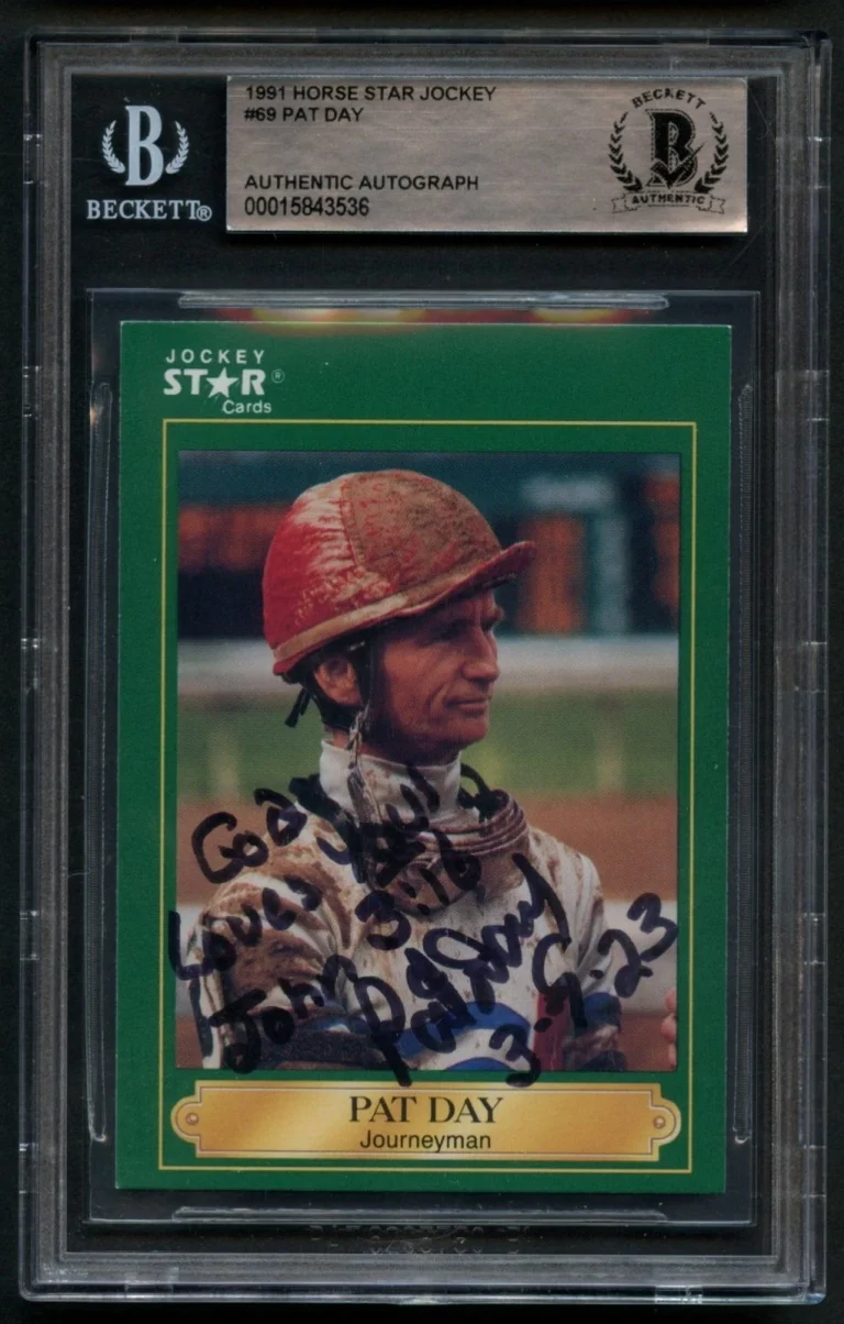 Pat Day #69 signed autograph auto 1991 Horse Jockey Star Card BAS Slabbed