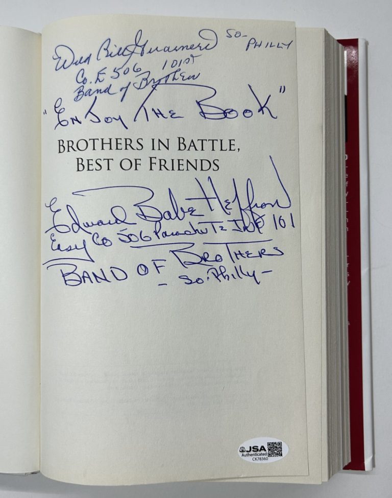 William Guarnere & Edward Heffron SIGNED Brothers In Battle HC Book JSA COA WW2