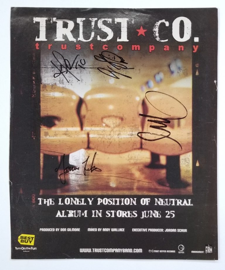 Trust Company hand SIGNED Lonely Position of Neutral Album Promo Mag Page COA