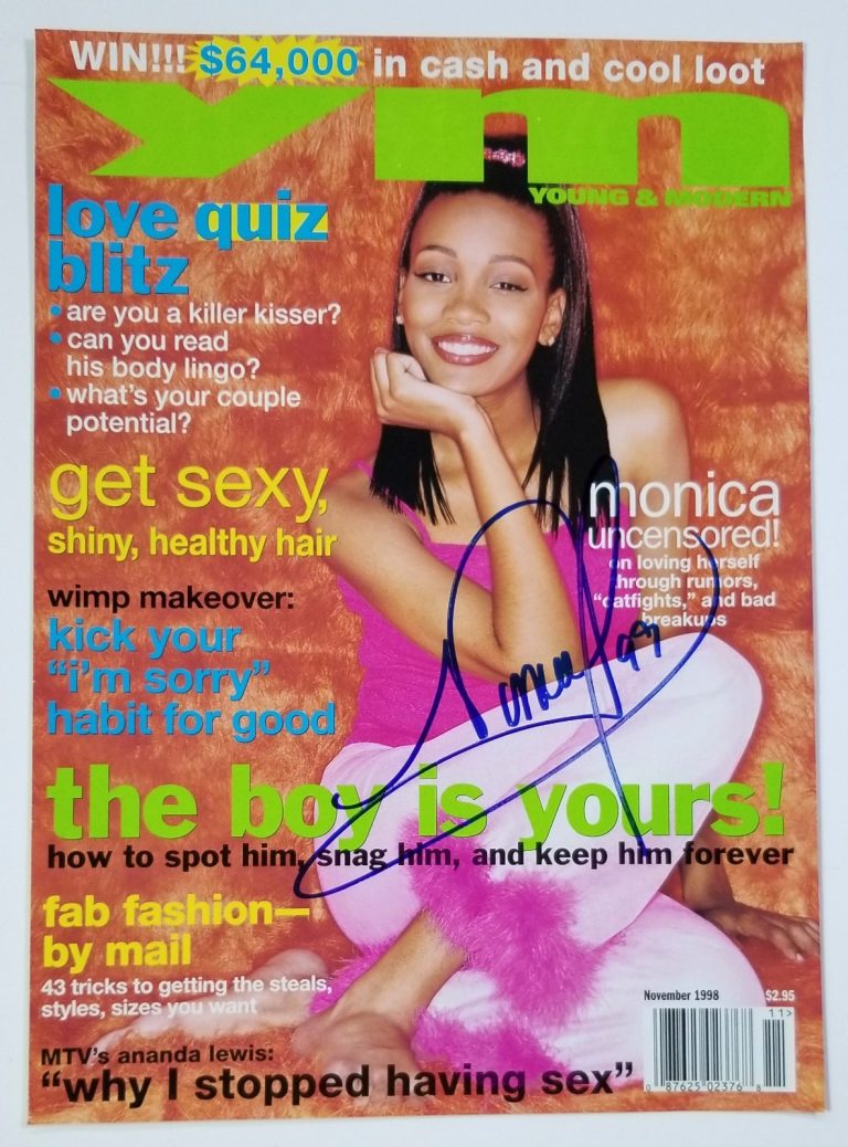 Monica Arnold singer REAL hand SIGNED 98 YM Magazine Cover Page COA Autographed